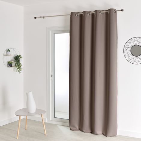 Rideau occultant uni M1 non feu Taupe 240x260 cm (1/3)
