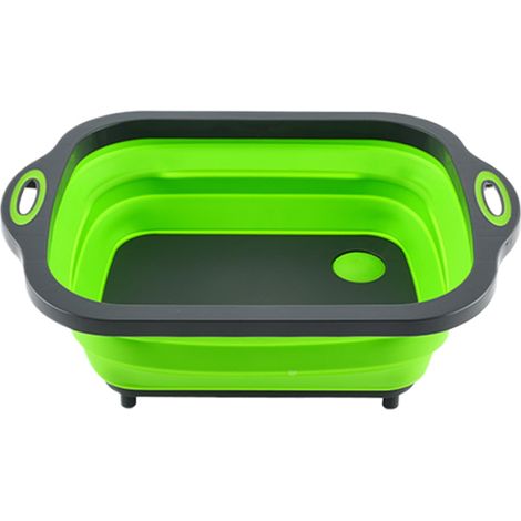 Bassin à vaisselle portable, récipient multifonction pliable, évier portable avec motif planche à découper, idéal pour le camping, la randonnée, la pêche, le pique-nique, le jardinage, la lessive et