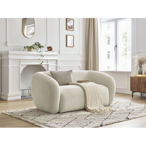 BOBOCHIC - Canapé droit fixe 2 places CELINE tissu lisse   Beige (1/5)