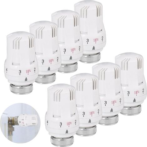 8 Stück Thermostat-Heizkörperkopf, M30 x 1,5 Thermostat-Heizkörperventil, Heizkörperventilkopf, Thermostat-Heizkörperventil, Heizkörperkopf für Büro und Zuhause (1/5)