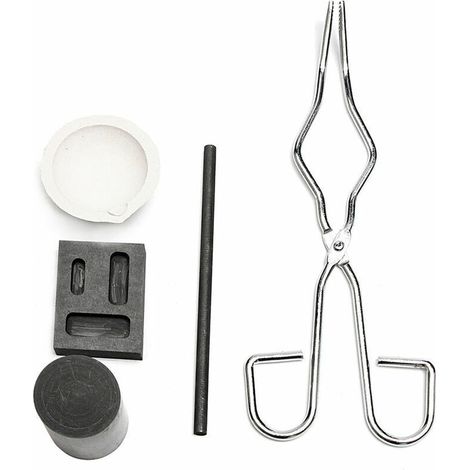 Kit de fundición de grafito resistente al calor de 5 piezas para fundir oro, plata y metales preciosos: crisoles + molde para lingotes.