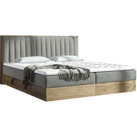 Lit boxspring ComfiDream Odelra, Chêne doré + Soro 90, Continental, Double, 160x200, Tissu, Disponible, 168x212x103cm