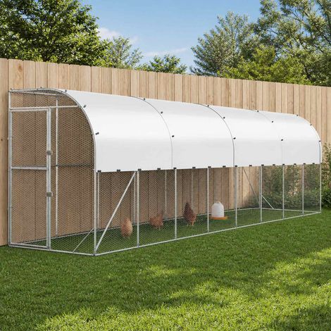 vidaXL Poulailler contre le mur Argenté 600 x 150 x 215 cm (1/5)