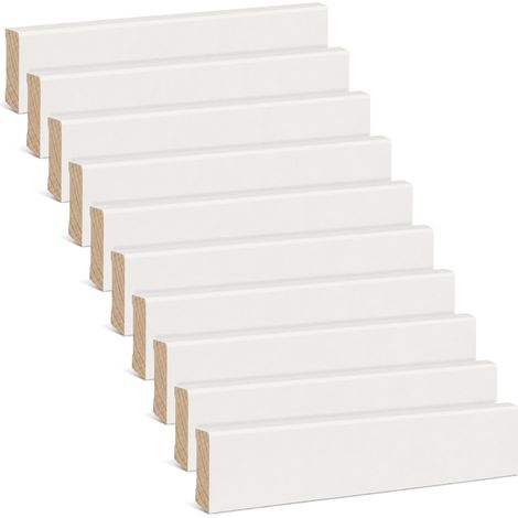 Plinthe pin massif - blanc RAL 9010 - 16x58x2400 mm - 10 pièces