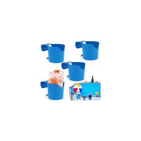 4 Pièces Bleu Porte-Gobelets pour Piscines, Porte-Gobelets de Piscine en Plastique, Porte-Gobelet Détachable pour Boissons et Objets, Clé, Bière (1/4)