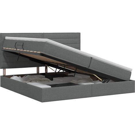 Maison Exclusive - Letto con contenitore e materasso Grigio Scuro 200 x 200 cm (1/5)