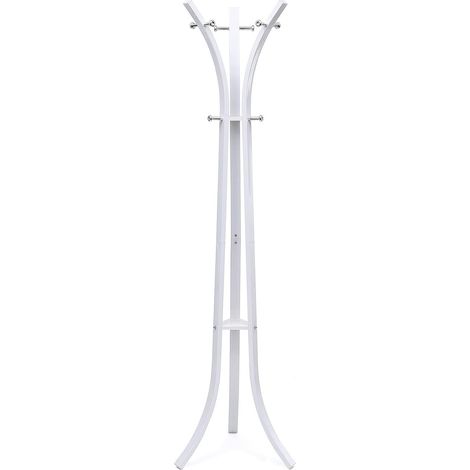 Porte-Manteau de 3 tubes en acier au carbone blanc 176cm - Support manteau/chapeau/sac RCR01W (1/5)