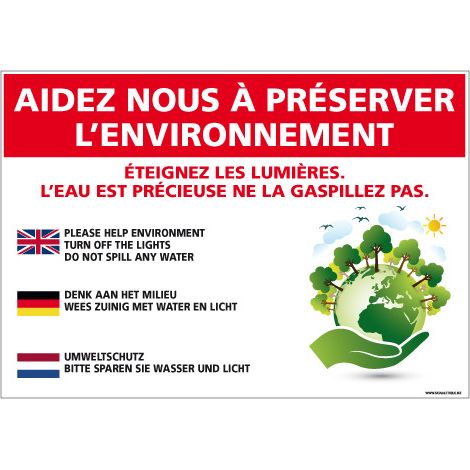 PANNEAU AIDEZ NOUS A PRESERVER L'ENVIRONNEMENT (H0323) - Adhésif - 210 x 150 mm