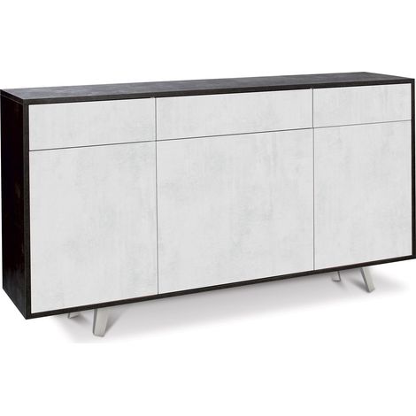 Mobile 3 Ante 3 Cassetti 164x92x41 cm Ossido Nero/Ossido Bianco (1/2)