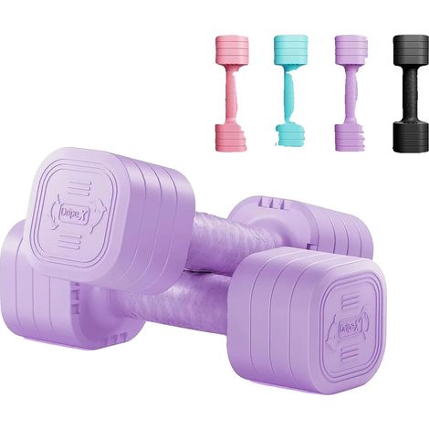 Mancuernas ajustables, diseño compacto, mango antideslizante, 2,5 kg x 2, color morado. (1/2)
