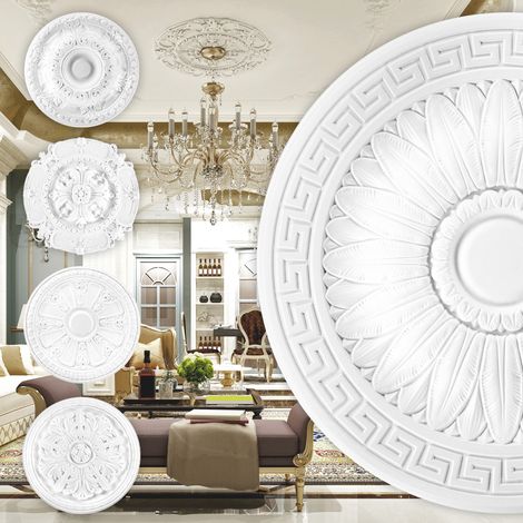Rosone in PU - decorazione interna, stucco per soffitto e parete, materiale duro - R101-R124: R110 - Ø 52 cm
