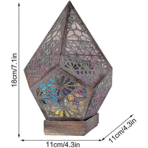 Lampe de table/de chevet à projection de ciel étoilé mosaïque bohème à piles (1/2)