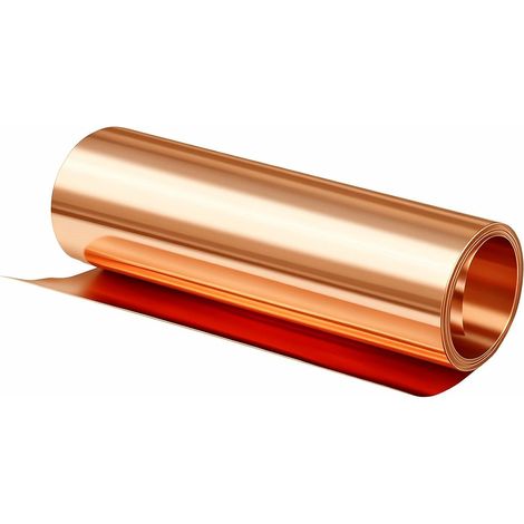 Rouleau Feuille de Cuivre Épaisseur 0,1 mm x 200 mm x 1000 mm Cuivre Pur 99,9% Plaque Métallique en Feuille pour Projets Electriques Bricolage et Artisanat (1/5)