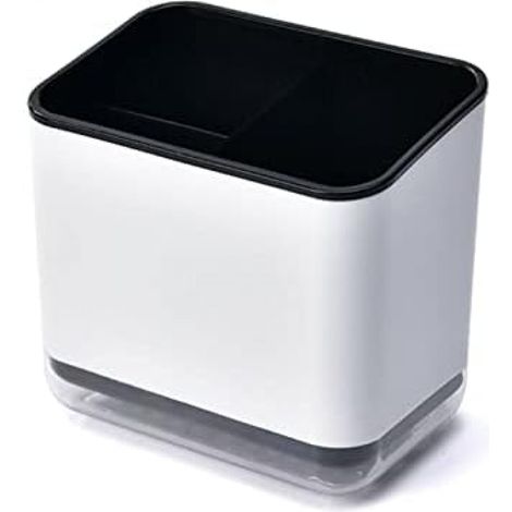 Soporte para utensilios (negro), escurridor de cubiertos, organizador de cubiertos multifuncional de 3 compartimentos para escurrir cubiertos, 1 ud. (1/5)