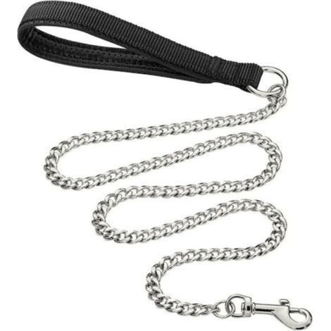 Laisse pour Chien en Métal Robuste, 180cm Chaîne de Laisse pour Animal de Compagnie à L'épreuve de La Mastication avec Poignée Rembourrée Douce pour Chiens de Grande et Moyenne Taille (180cm3mm)