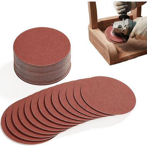 Disques de Ponçage Autocollants (PSA) 150 mm (6 pouces) - Grains Variés P60, P80, P120, P180, P240, P320 - Lot de 30 Disques Abrasifs pour Ponceuses Stationnaires à Bande et à Disque TC-US 400 (1/5)