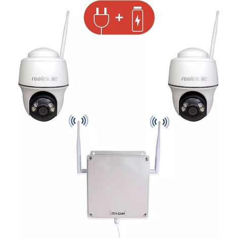 Contrôleur (avec batterie) + 2 caméras motorisées 4K / Détection intelligente / Vision nocturne + Cartes SD (UltraCAM) (1/5)