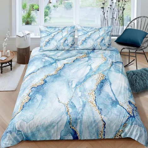 Bettwäsche-Set 155x220 cm 3-teilig Marmor-Design 100% Mikrofaser