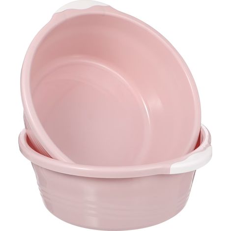 Lot de 2 seaux ronds en plastique pour lave-vaisselle et lavage du linge à la main (rose) (1/5)