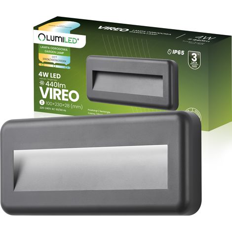 Lámpara de jardín, exterior, para escaleras, fachada o pared, LED, 4W, IP65, VIREO LUMILED, CCT 3000-6500K, IP65 (1/5)