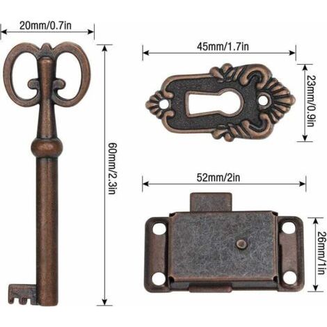 QORVA-Serrure de porte d'armoire vintage, serrure d'armoire antique serrure de meuble avec clé pour casiers, placards, Boîte à outils 2 pièces-Fei Yu (1/3)