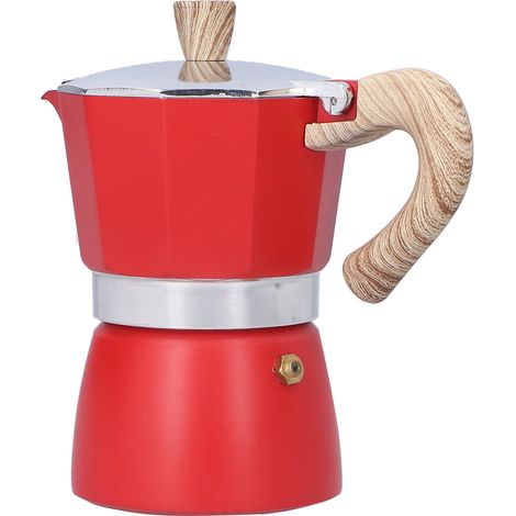 Cafetière italienne 150 ml, compatible avec les cuisinières à gaz et à éthanol (rouge).