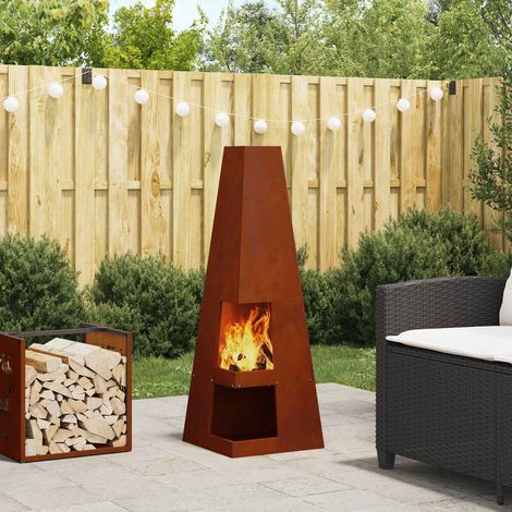Feuerstelle Braun 35 x 35 x 100 cm Wetterstahl