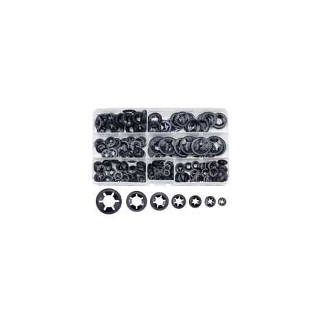 Lot de 340 Rondelles Étoiles à Verrouillage Rapide en Acier au Manganèse, Assortiment M3 M4 M5 M6 M8 M10 M12 pour Fixation Mécanique (1/4)