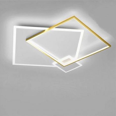 TrAdE Shop Traesio - Plafoniera Led 46watt Quadrato Oro Moderno Lampadario Soffitto Luce Bianco 71486 - (1/5)
