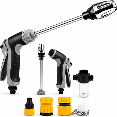 Pistolet Haute Pression pour Tuyau d'Arrosage  Lance d'Arrosage avec 3 Modes de Pulvérisation Réglables, Idéal pour Nettoyage, Lavage Auto, Jardin et Terrasse