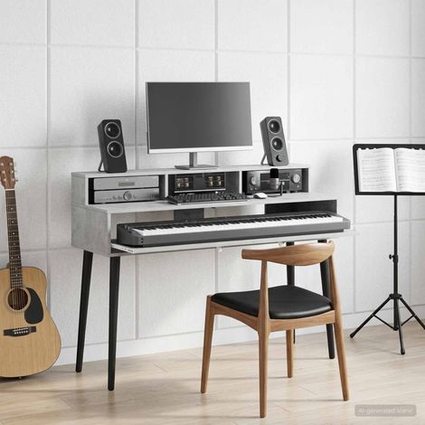 vidaXL Studio Desk Concrete Grey 152 x 42.5 x 36 cm Engineered Wood (1/5)