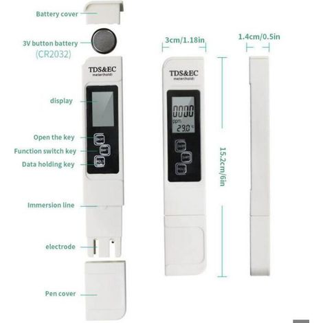 Testeur numérique de qualité de l'eau TDS EC, plage de 0 à 9990, compteur de température pour la pureté de l'eau, testeur PPM (1/5)