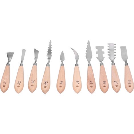 Oil Paint Scraper Graffiti Toning Beech Wood Art Combination SpecialShaped Knife for Student Art Painting (1/5)