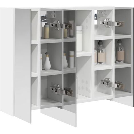 Armoire de Toilette Murale Blanche 60x50x14,5 cm avec Miroir et Étagères, Meuble de Rangement Salle de Bain Moderne (1/5)