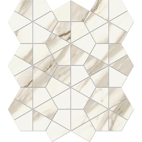 Mosaïque effet Marbre Blanc Calacatta Sublime Hexa 46,6x40,3x0,9 cm Brillant Orsiano - Mur intérieur (vendu par carton de 0,75 m²) - RO'MA CARRELAGE