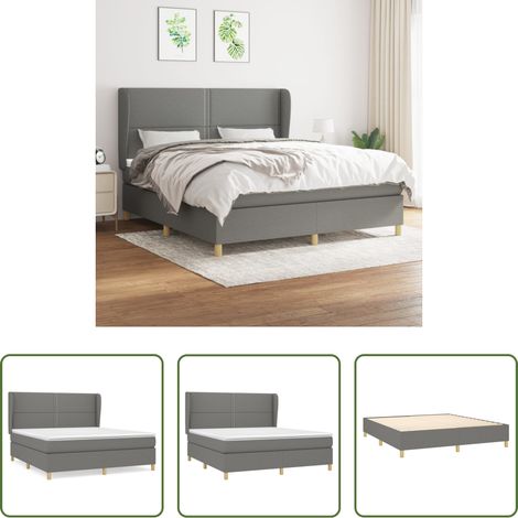 vidaXL Kopfteil - Boxspringbett mit Matratze Dunkelgrau 180x200 cm Stoff (1/5)