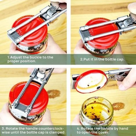 Ouvre Boite, Ouvre-Bouteille en Acier Inoxydable, Ouvre Boite Manuel Pince pour Couvercle de Bocal Ouvre-Boîte, Accessoires de (1/4)