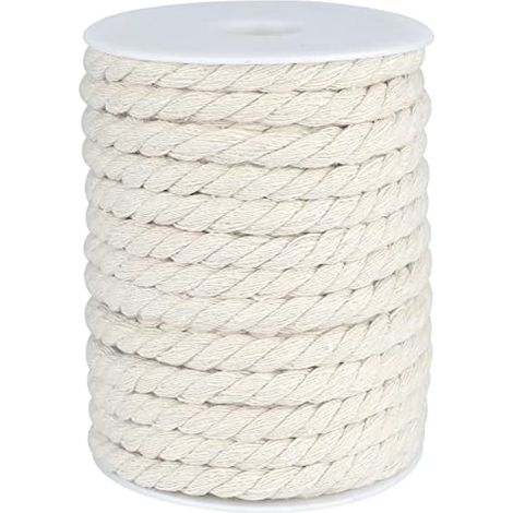 Corde de macramé 8 mm, 15 m, en coton naturel, idéale pour les loisirs créatifs, le jardinage, l'emballage et la décoration. (1/4)