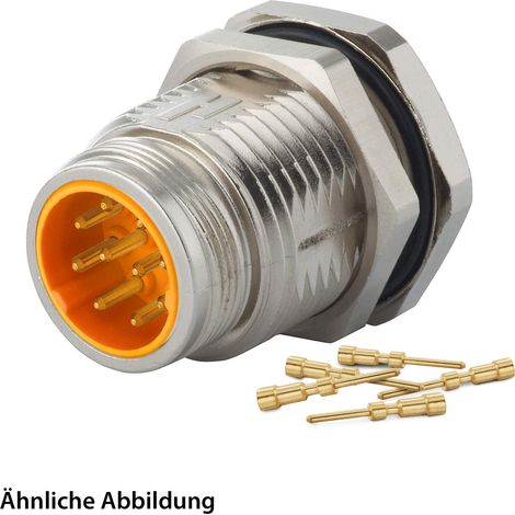 HUMMEL SET inkl. Kontakte M16 Gerätesteckverbinder, Crimpeinsatz gerade Polzahl 6+PE, Stift mit Gegenmutter Hinterwand - 1 Stück