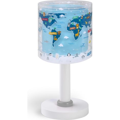 Lampe de chevet ou de table enfant veilleuse Carte Monde Planète, 40671, G4 - LED 4 W - Ampoule incluse, Bleu (1/5)