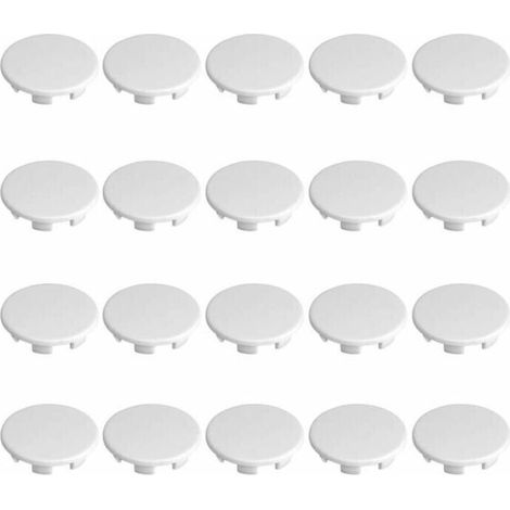 Pack de 20 cache trou en plastique 10 mm blanc – Pour boucher trous meubles et murs – Plastique polyamide PA6.6 – Protection durable