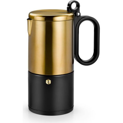 BRA Kaffe - Macchina Da Caffè in Acciaio Inox Da 6 Tazze, Nera E Rame, Adatta a Tutti I Tipi Di Fornelli E All'Induzione (1/5)