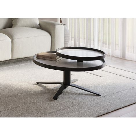 Table basse ronde à plateau pivotant en céramique blanche CLOELIE (1/5)