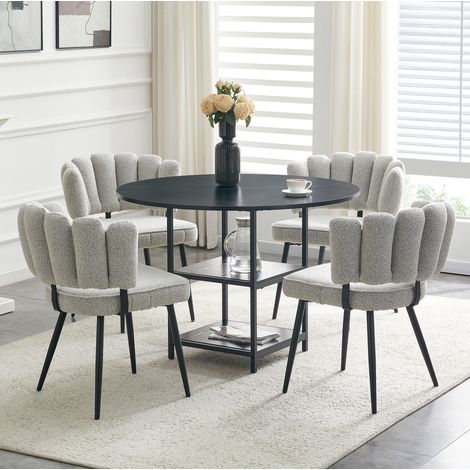 Conjunto comedor mesa redonda 107 cm y 4 sillas OKMYHOME (1/5)