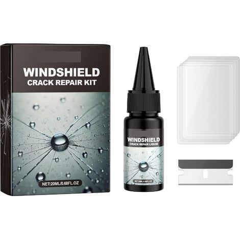 Kit Reparation Pare Brise,Kit Réparation Verre,Outil Réparations Pare-Brise,Liquide De Colle De Réparations De Vitres De Voiture,Efface Rayure Pare Brises,Réparer Fissure Verre Pour Fissures,20ML (1/5)