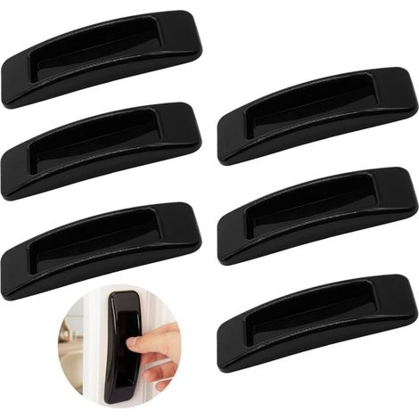 Self Adhesive Sliding Door Handles with Double Sided Tape for Cabinets, Windows, Refrigerators, Furniture, Drawers, Glass Doors (Black 6pcs)