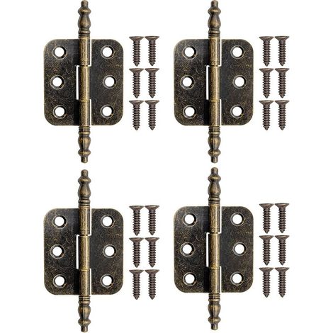 4 Stück Bronze-Schrank-Klappscharniere, Eisenscharniere für Schubladenkästen, 70 x 35 mm, mit Schrauben (1/5)