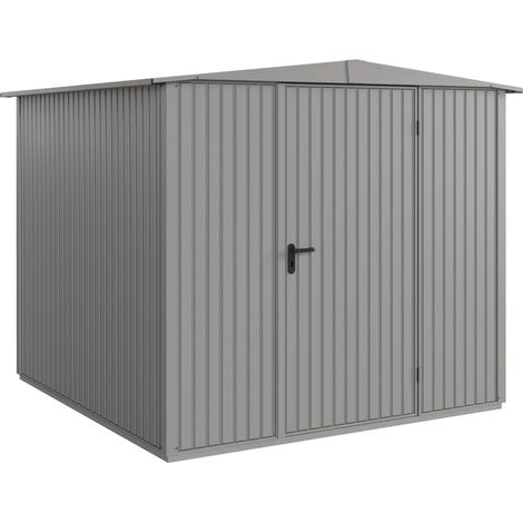 Hörmann Metall-Gerätehaus Berry Classic mit Satteldach Typ 2, 259 x 248 cm, graualuminium, 6,4 m², 1-flüglige Tür (1/5)