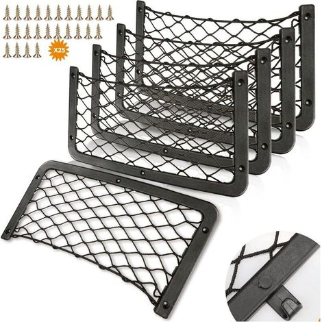 – 5-teiliges Staunetz für Wohnmobile – Maße: 36 x 18 cm – Schraubbefestigung – Verstärkte Tragfähigkeit (1/5)