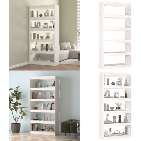 Bibliothèque/Séparateur de pièce Blanc 80x30x167,4cm Pin massif - Bibliothèque Blanche - Bibliothèque En Bois - Étagère - Meuble De Rangement - Séparateur De Pièces - Home & Living (1/5)